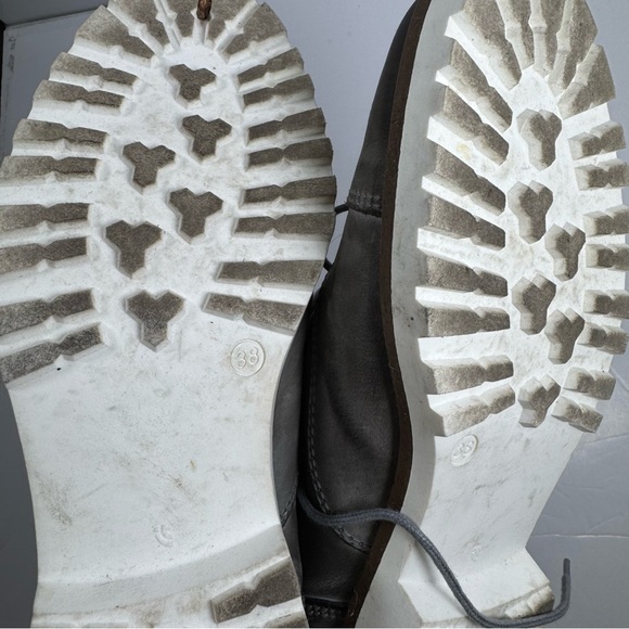 Romano Sicari Gray Leather Oxford Shoes Sz 38 7.5 Women Made in Italy Academia - Picture 9 of 13